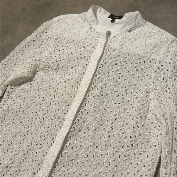 Theory Daisy Eyelet Cotton-Silk Blouse - Picture 4 of 11